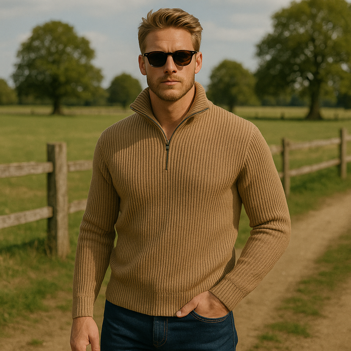 Merino Knitted Half-Zip-Pullover
