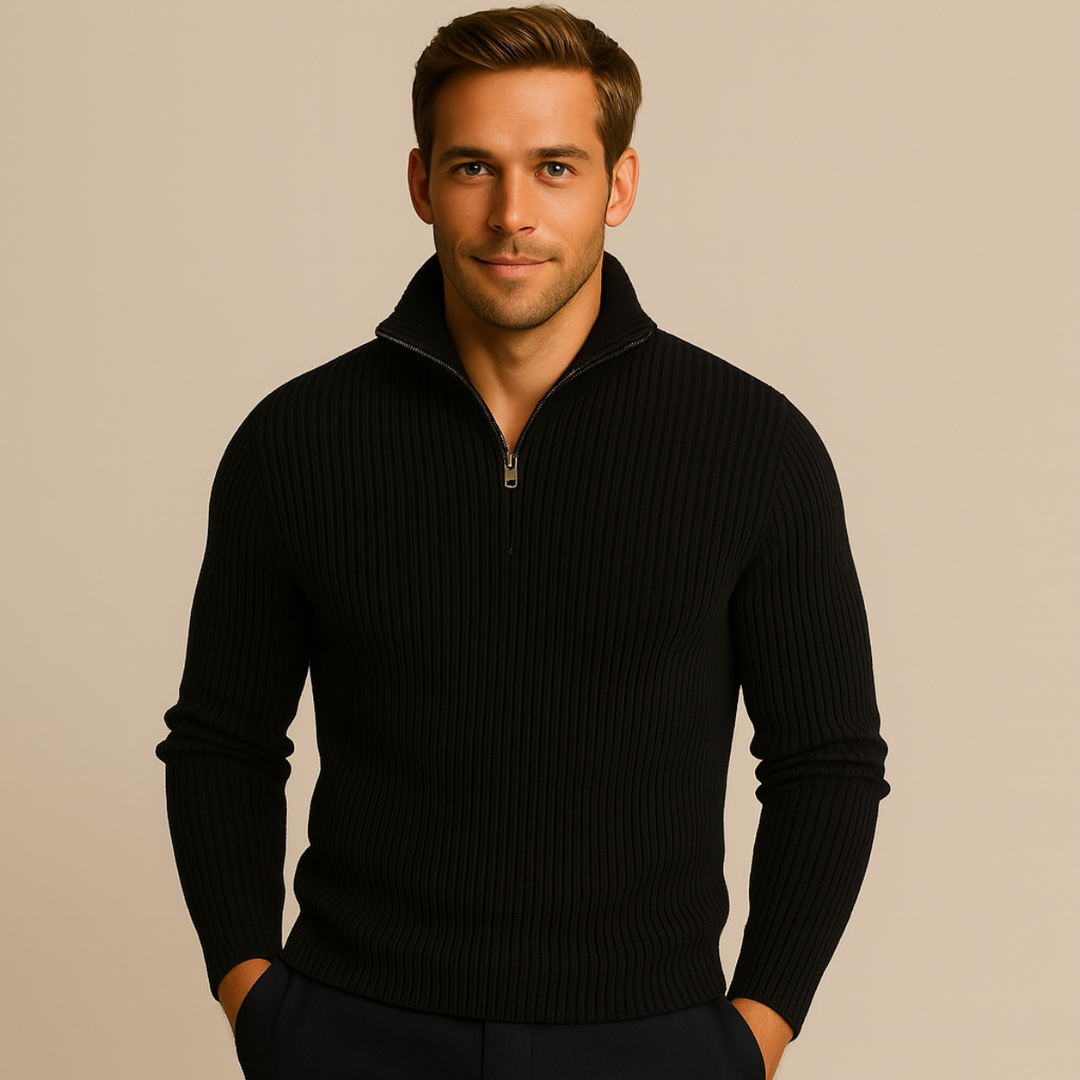 Merino Knitted Half-Zip-Pullover