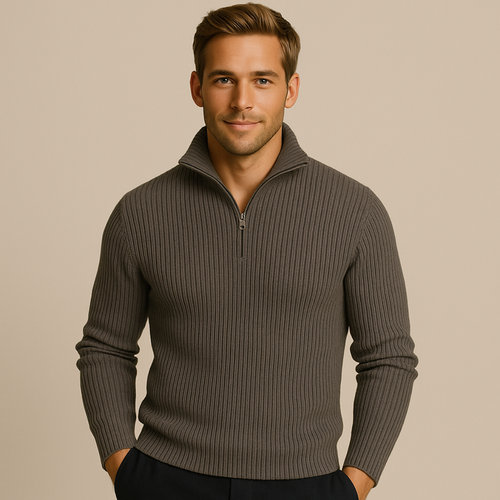 Merino Knitted Half-Zip-Pullover