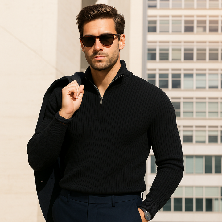 Merino Knitted Half-Zip-Pullover