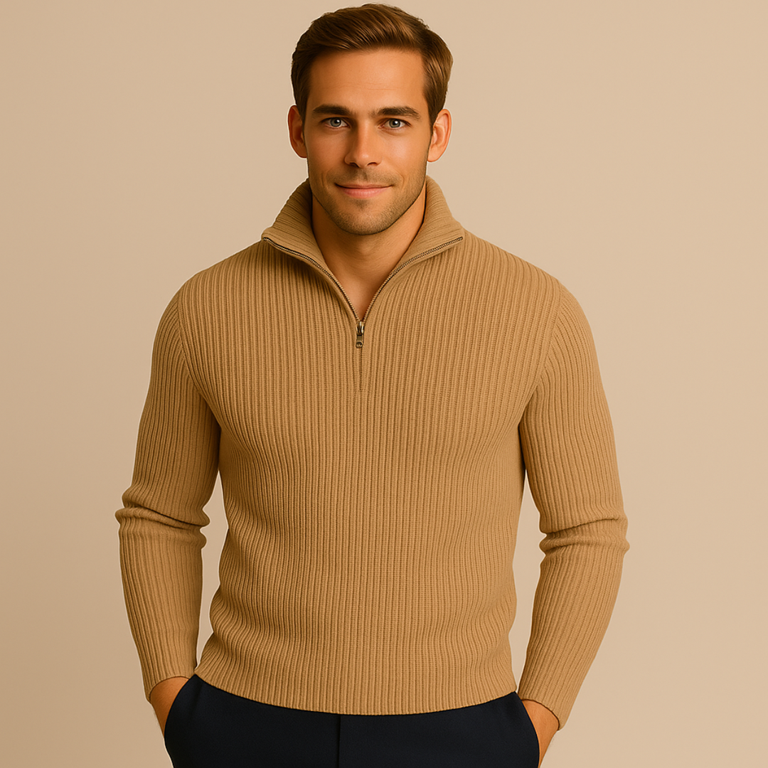 Merino Knitted Half-Zip-Pullover