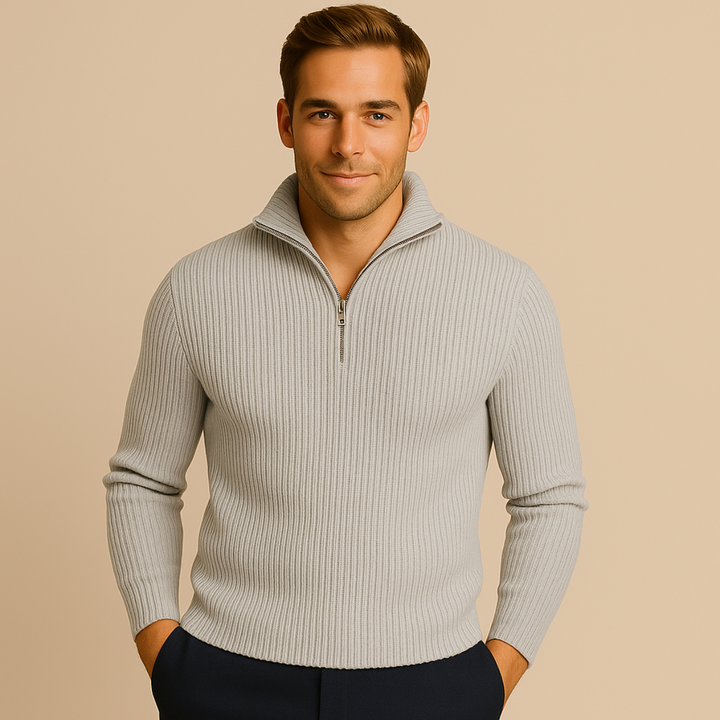 Merino Knitted Half-Zip-Pullover