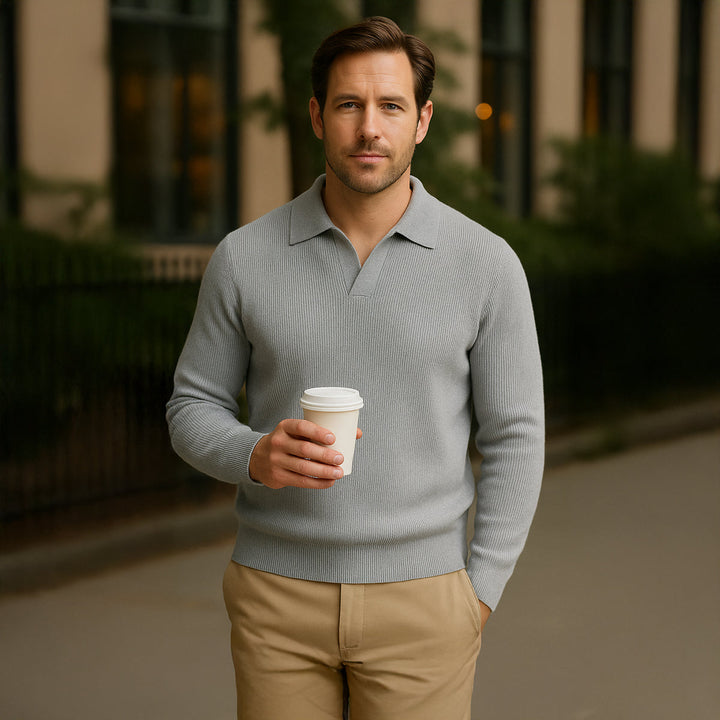 Portofino Knitted Strickpolo Langarm
