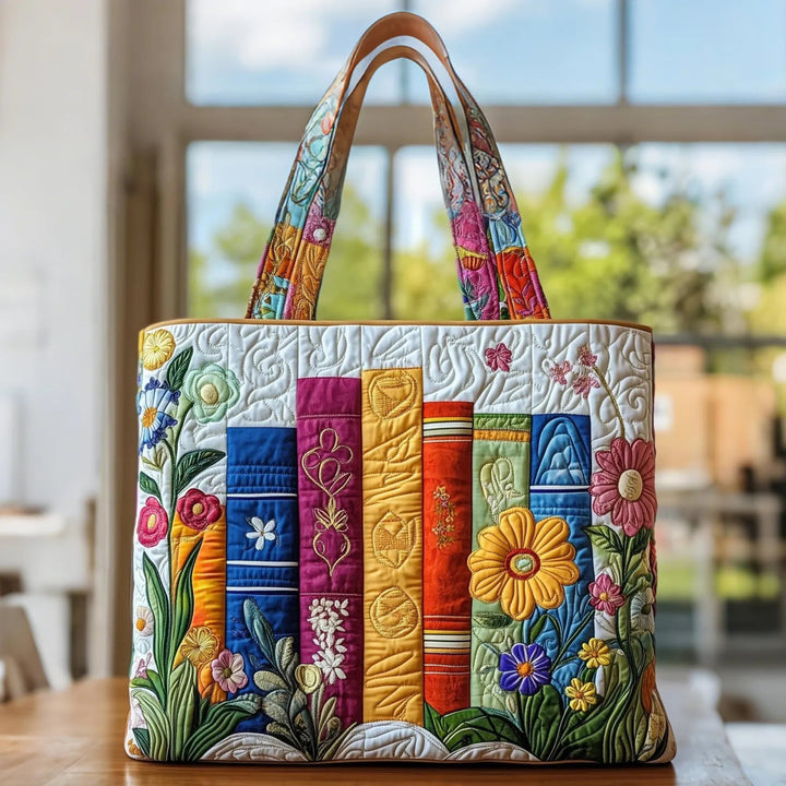 Blumenbibliothek — handwerklich gesteppte Tasche