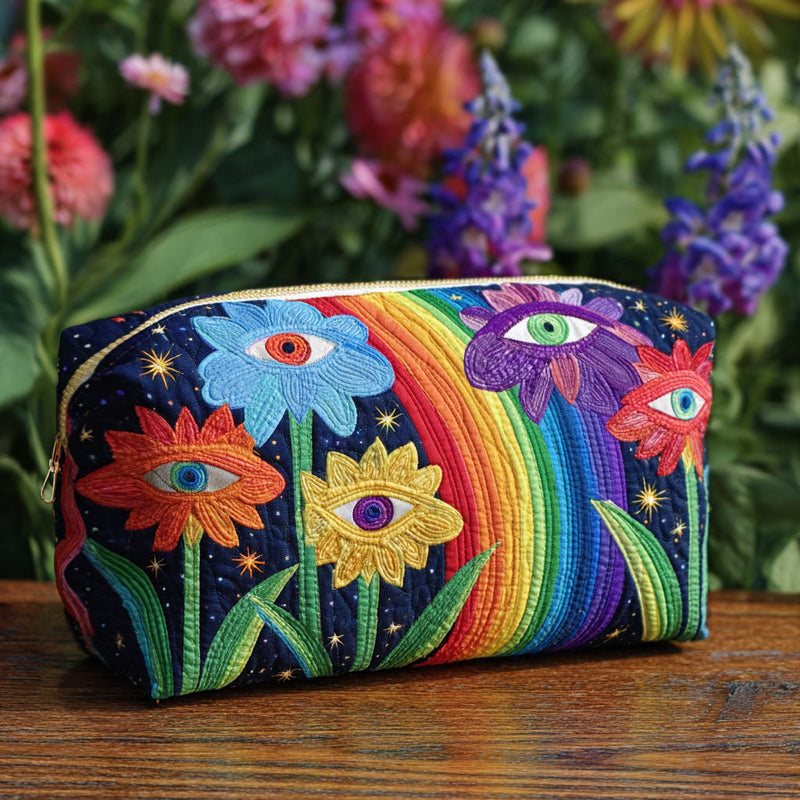 Boho-Pilze — gesteppte Kosmetiktasche