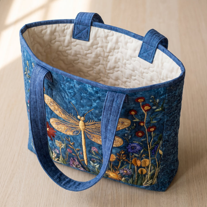 Goldene Libelle — Handwerklich gesteppte Tasche