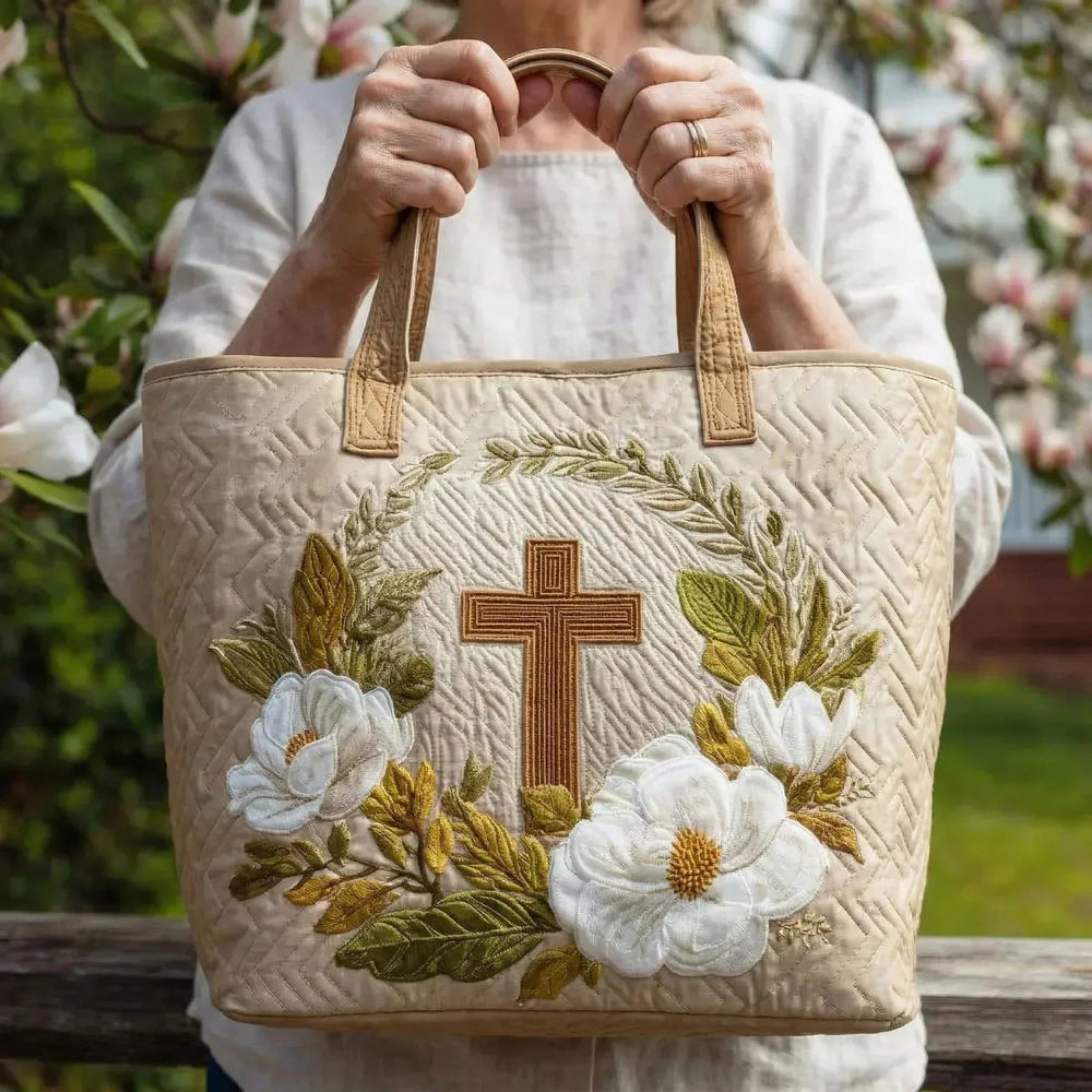 Heiliges Kreuz — handwerklich gesteppte Tasche