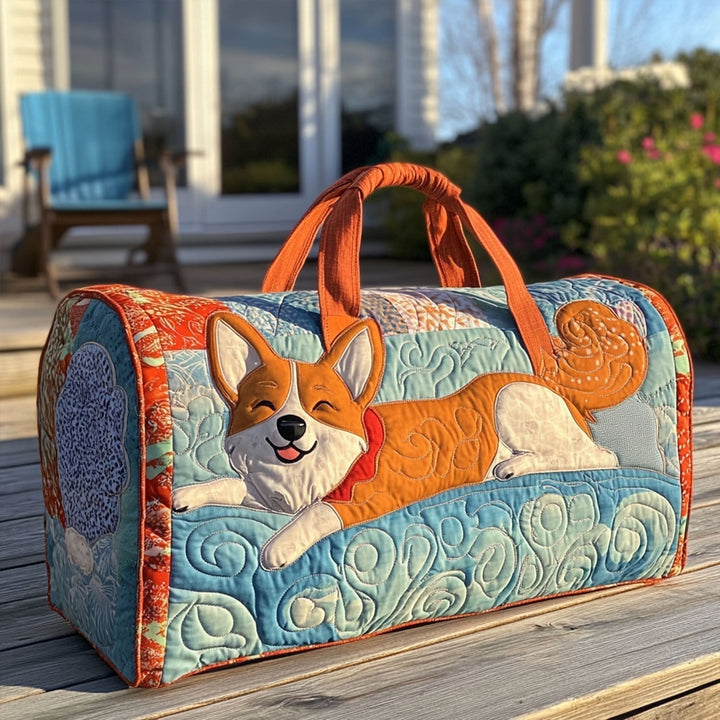 Lachender Corgi — gesteppter Weekender