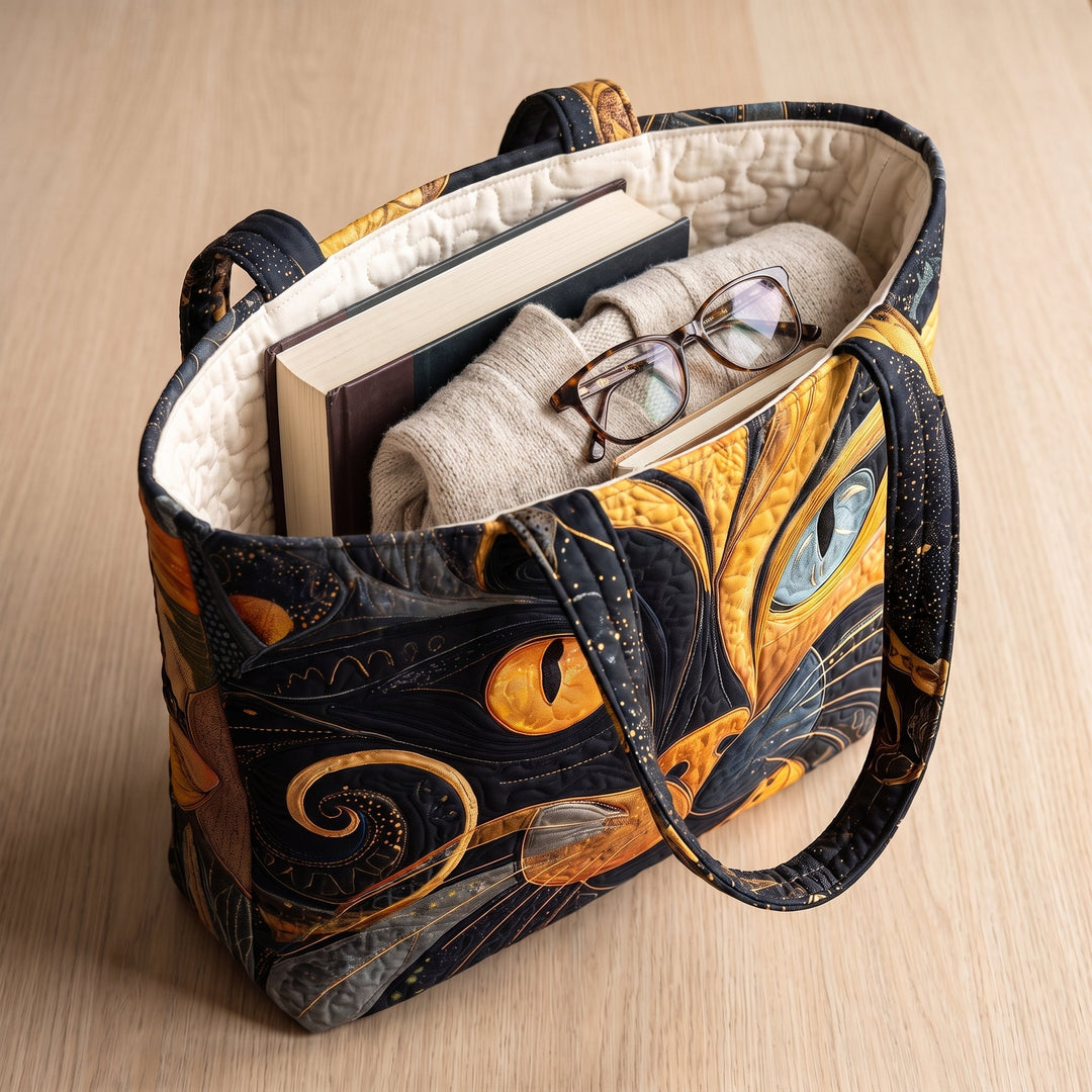 Mystische Katze — Handwerklich gesteppte Tasche