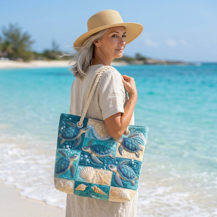 Schildkrötenbucht — handwerklich gesteppte Strandtasche