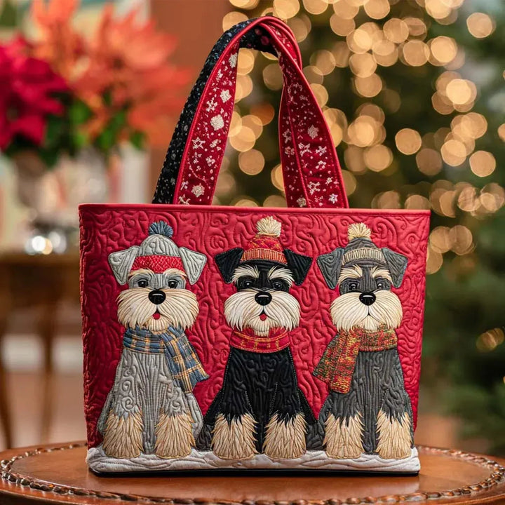 Schnauzer-Trio — handwerklich gesteppte Tasche