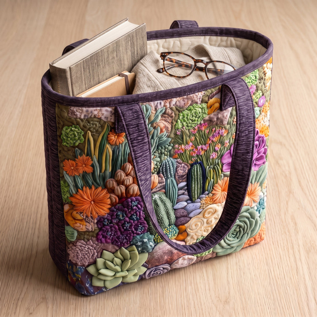 Sukkulentengarten — Handwerklich gesteppte Tasche