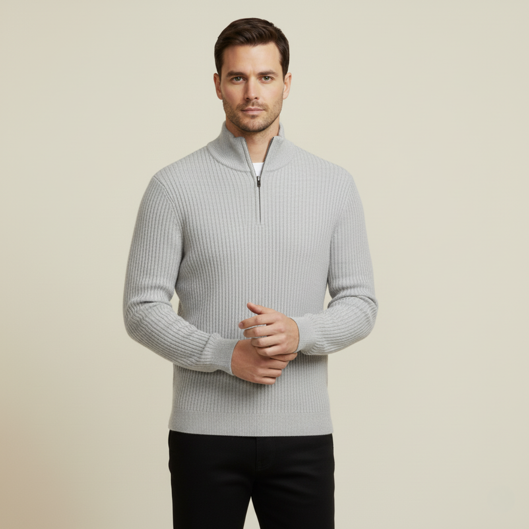Merino Knitted Half-Zip-Pullover