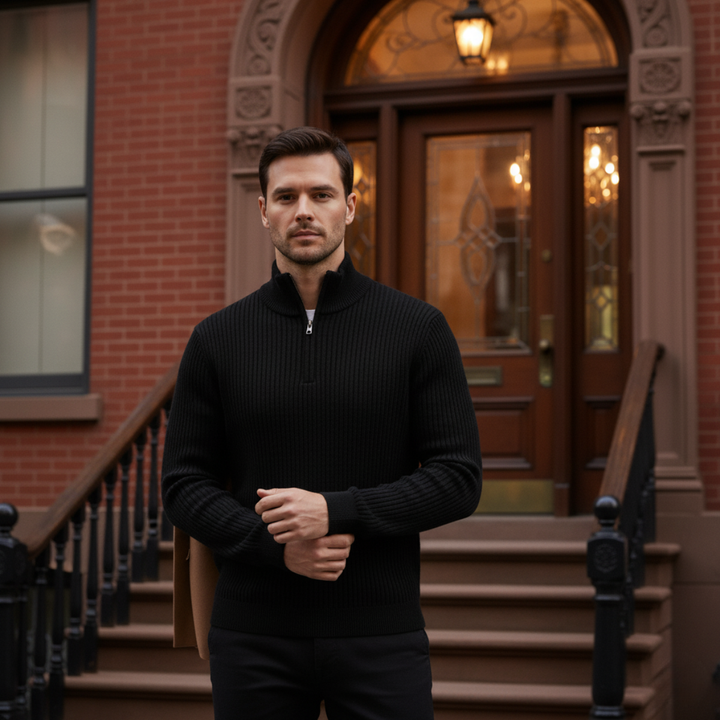 Merino Knitted Half-Zip-Pullover