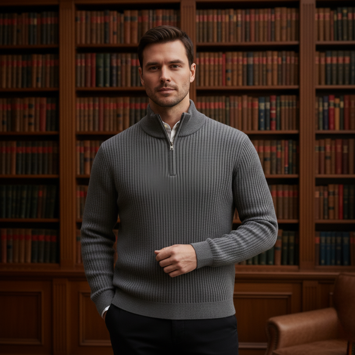 Merino Knitted Half-Zip-Pullover