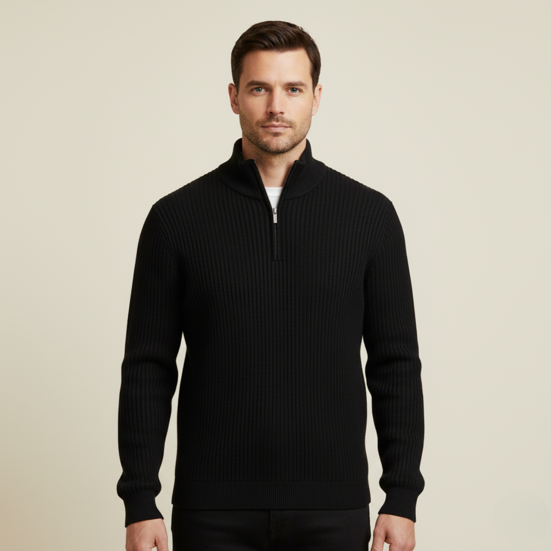 Merino Knitted Half-Zip-Pullover