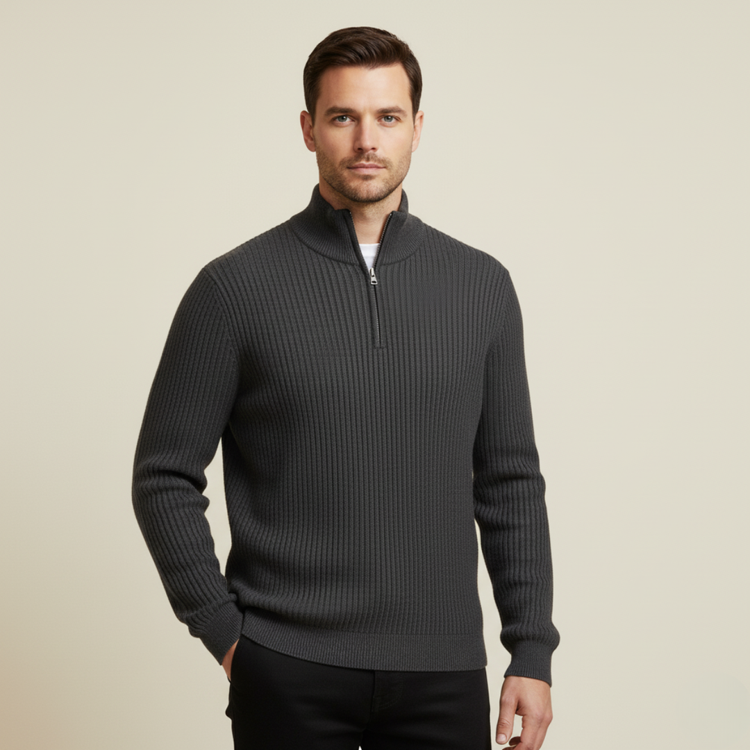 Merino Knitted Half-Zip-Pullover
