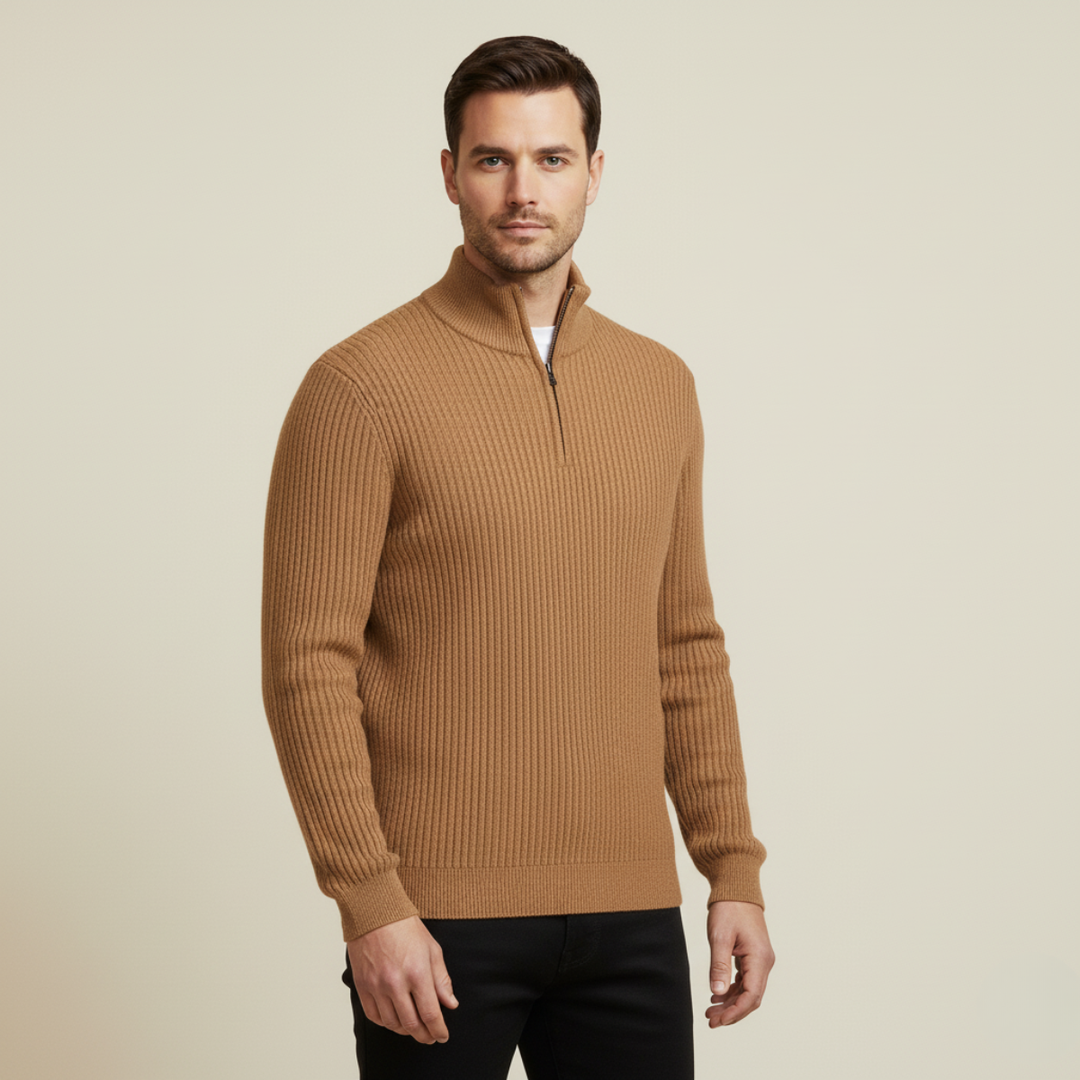 Merino Knitted Half-Zip-Pullover