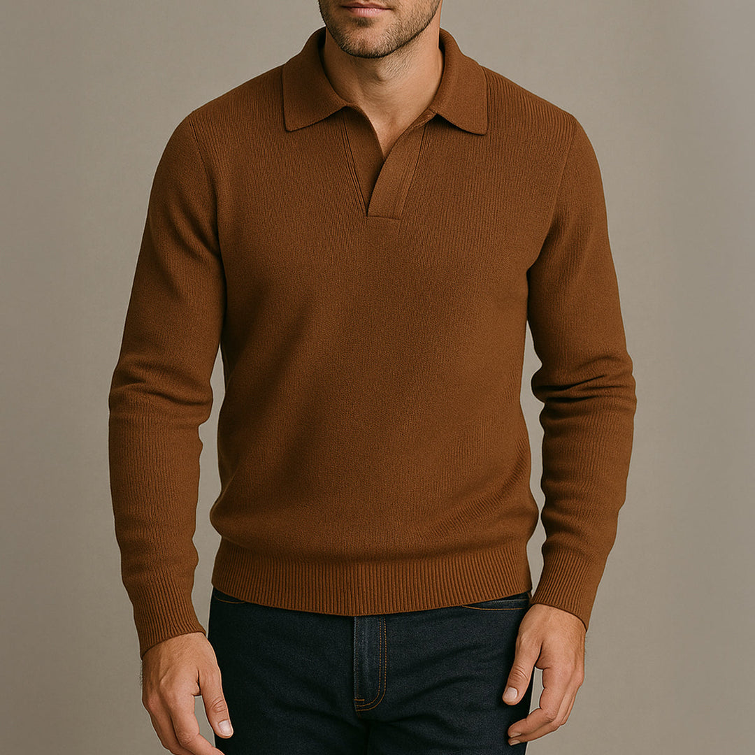 Portofino Knitted Strickpolo Langarm