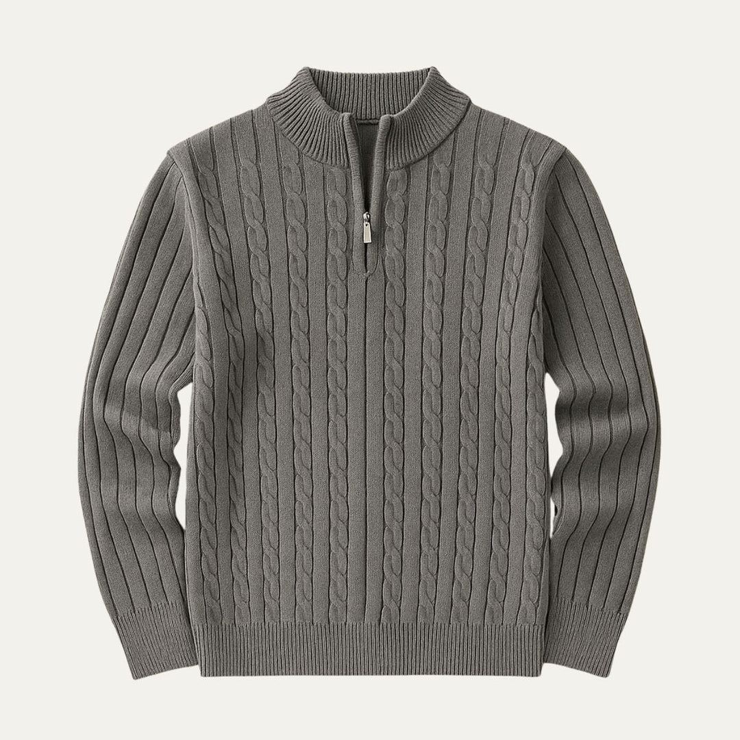 Wells Cable Strick-Half-Zip-Pullover