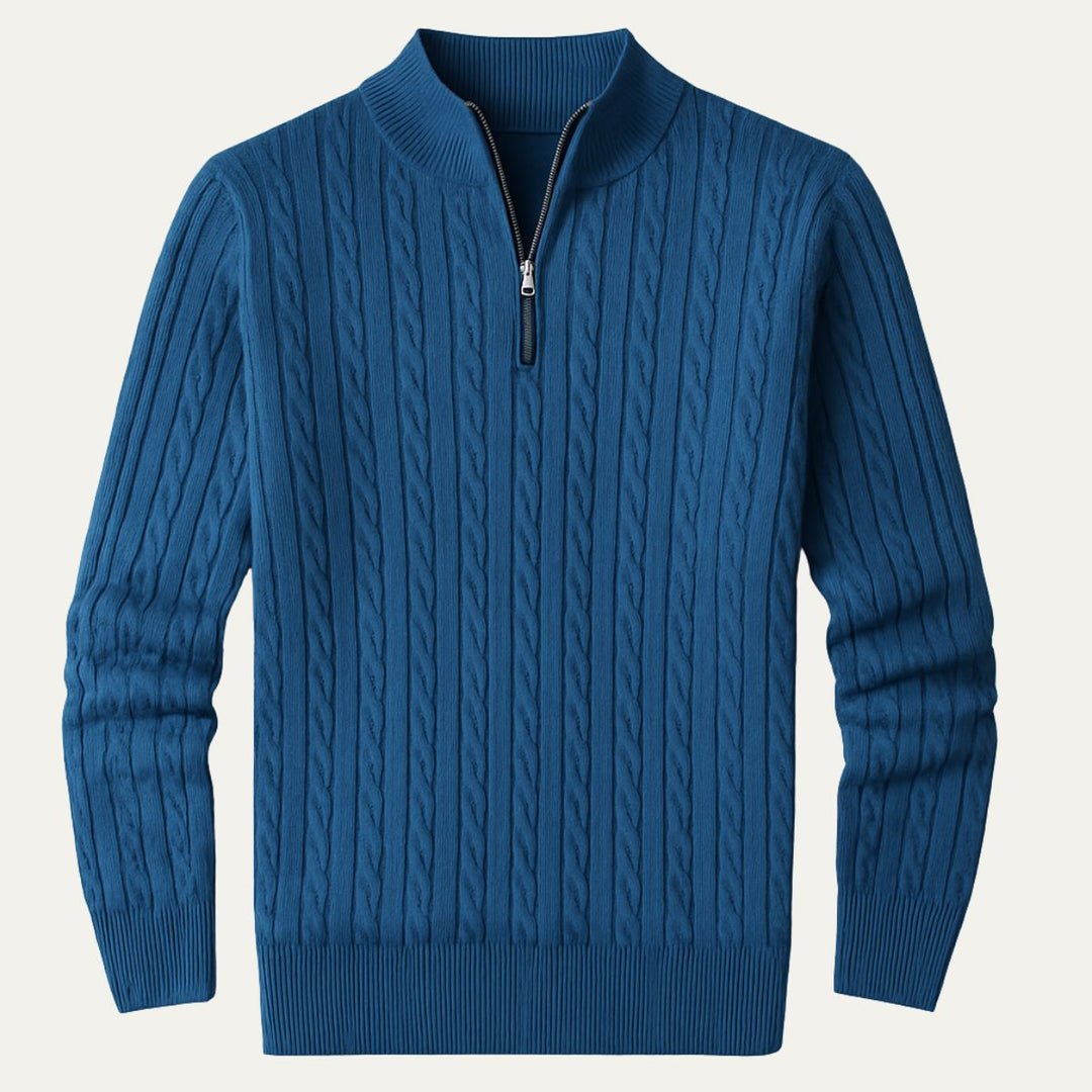 Wells Cable Strick-Half-Zip-Pullover