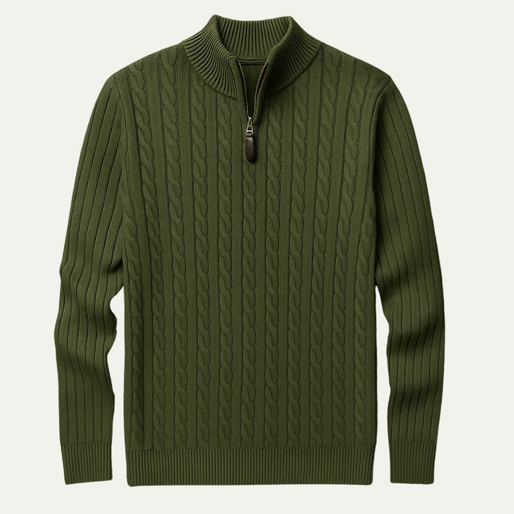 Wells Cable Strick-Half-Zip-Pullover