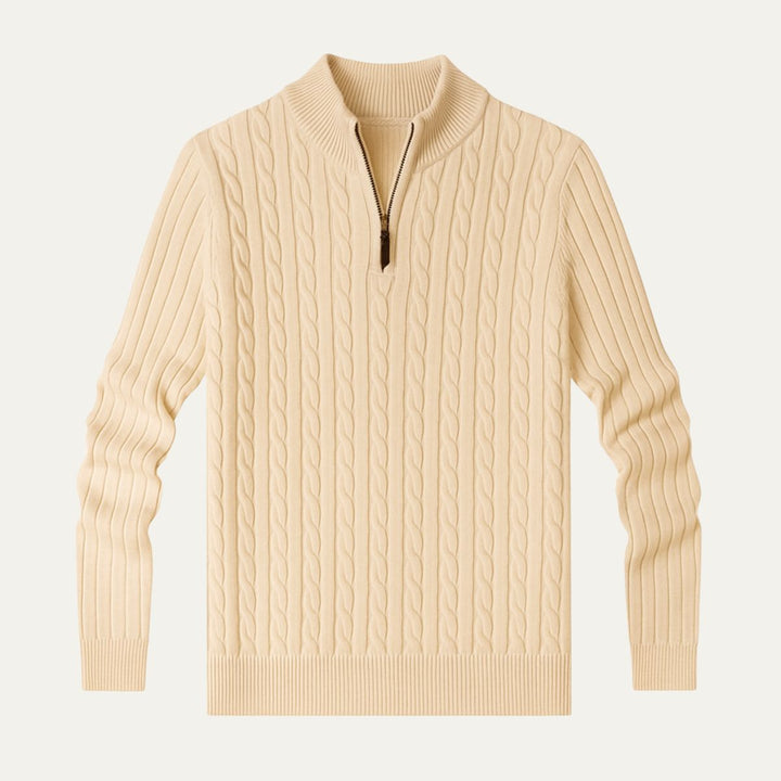 Wells Cable Strick-Half-Zip-Pullover
