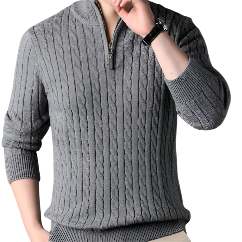 Wells Cable Strick-Half-Zip-Pullover