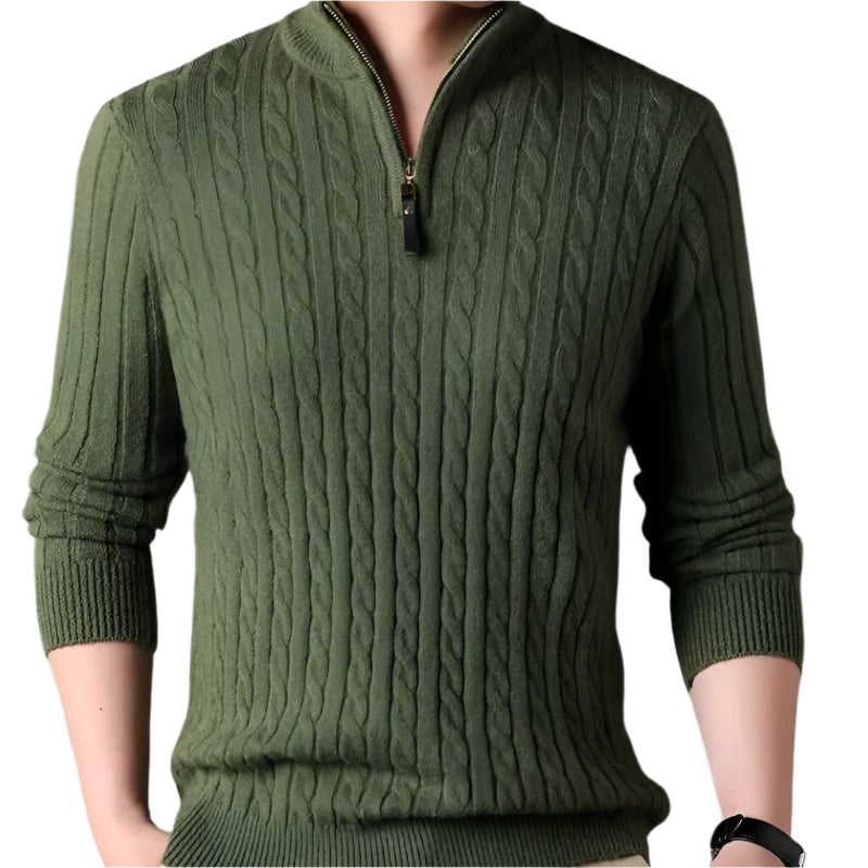 Wells Cable Strick-Half-Zip-Pullover