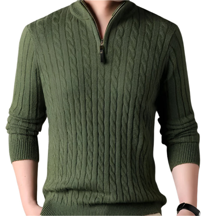 Wells Cable Strick-Half-Zip-Pullover