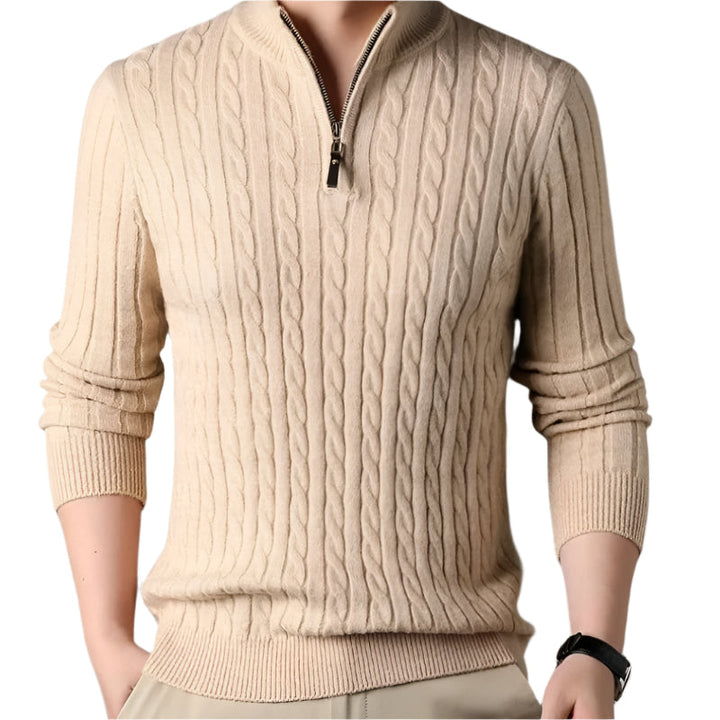 Wells Cable Strick-Half-Zip-Pullover
