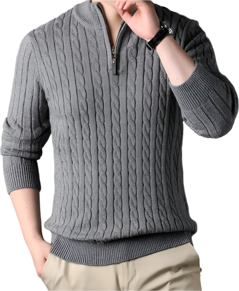 Wells Cable Strick-Half-Zip-Pullover