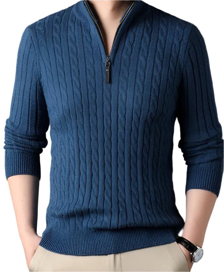 Wells Cable Strick-Half-Zip-Pullover