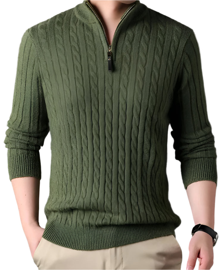Wells Cable Strick-Half-Zip-Pullover
