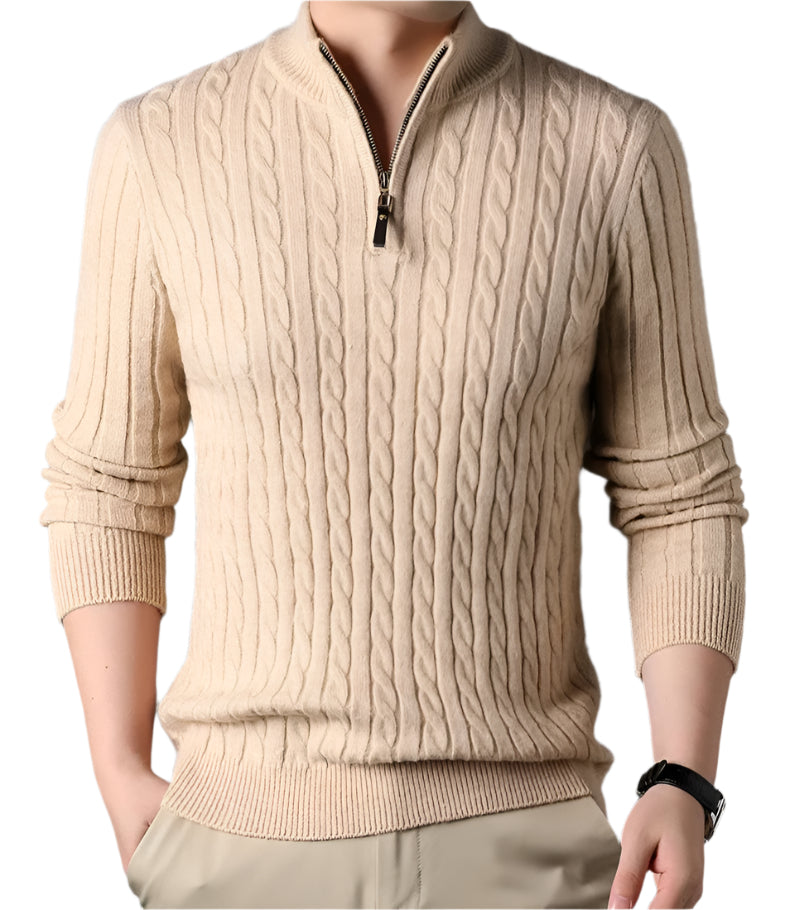 Wells Cable Strick-Half-Zip-Pullover