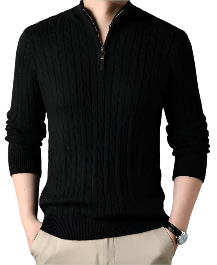 Wells Cable Strick-Half-Zip-Pullover